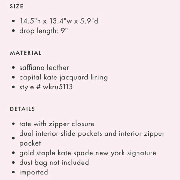 ♠️ NEW WITH TAGS ♠️ KATE SPADE REGATTA COURT - Picture 8 of 8